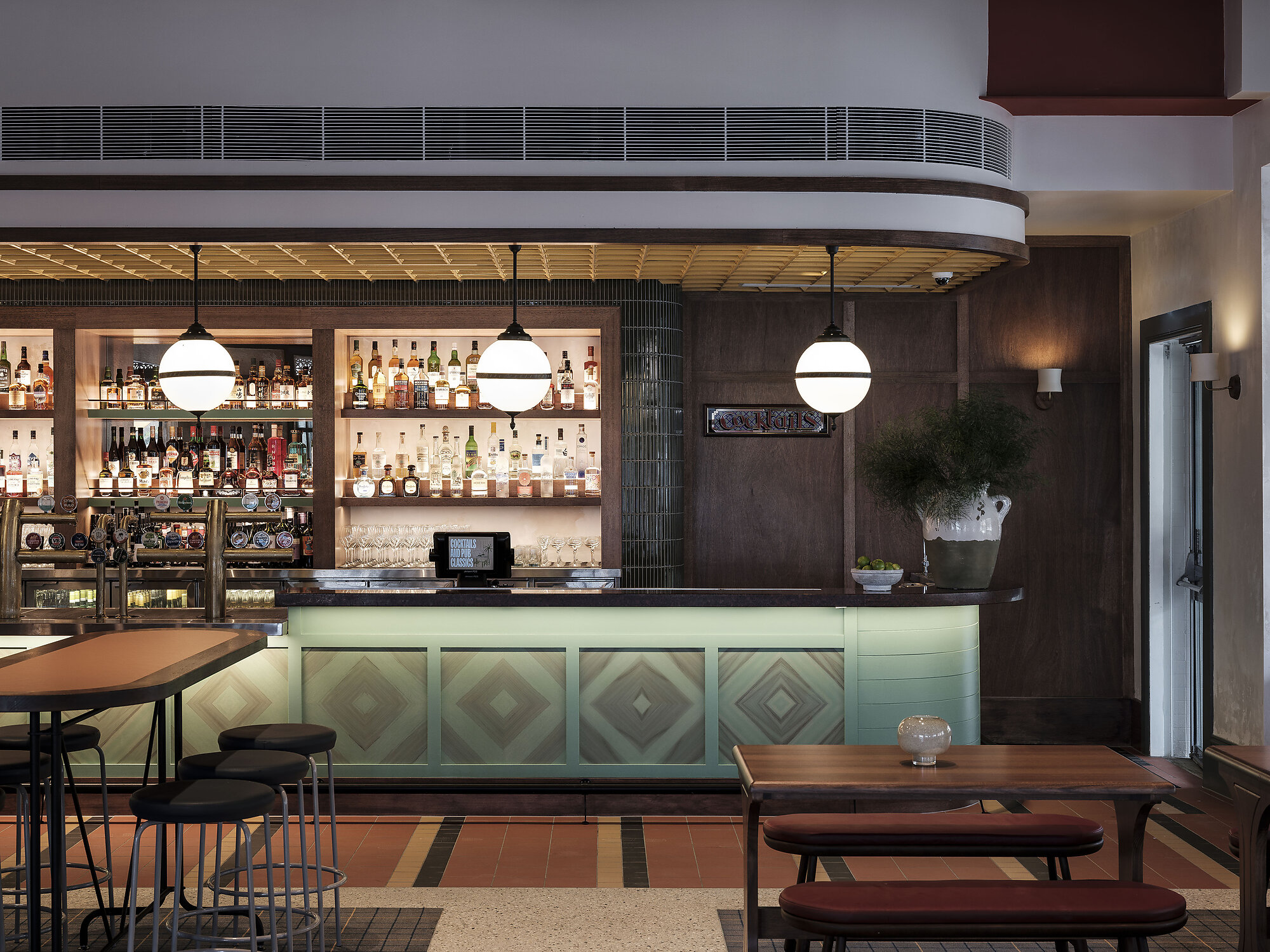 Interior photograph of Woolly Bay Hotel by Tom Ferguson